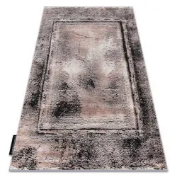 Modern DE LUXE Teppich 634 Rahmen vintage - Strukturell grau / rosa