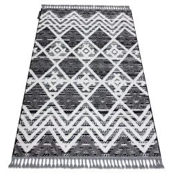 Teppich MAROC P642 Diamanten, Zickzack grau / weiß Franse berber marokkanisch shaggy