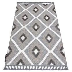 Teppich MAROC P651 Diamanten grau / weiß Franse berber marokkanisch shaggy