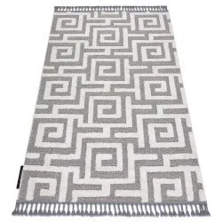 Teppich MAROC P655 Labyrinth, griechisch grau / weiß Franse berber marokkanisch shaggy