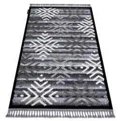 Teppich MAROC P658 Schneeflocken schwarz / grau Franse berber marokkanisch shaggy