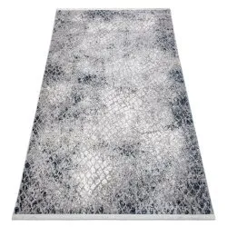 Modern Teppich REBEC Franse 51117 - zwei Ebenen aus Vlies creme / dunkelblau 