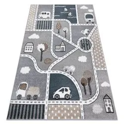 Teppich FUN Strade für Kinder, Straße, Stadt grau