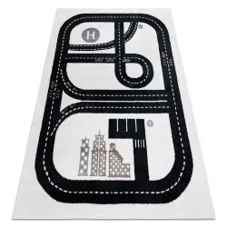 Teppich FUN Track für Kinder, Straße, Stadt creme