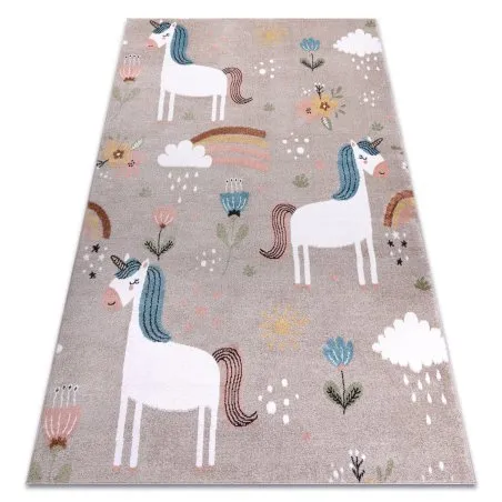 Teppich FUN Sweety für Kinder, Einhorn, Regenbogen beige