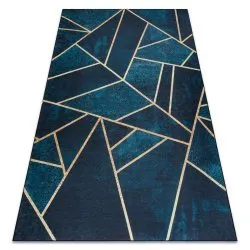 ANDRE 1173 Waschteppich Mosaik, geometrisch Anti-Rutsch - türkis / gold