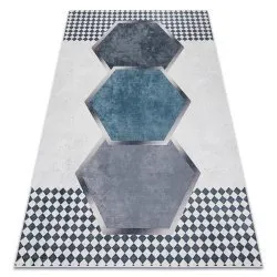 ANDRE 1863 Waschteppich Diamanten, geometrisch Anti-Rutsch - weiß / schwarz