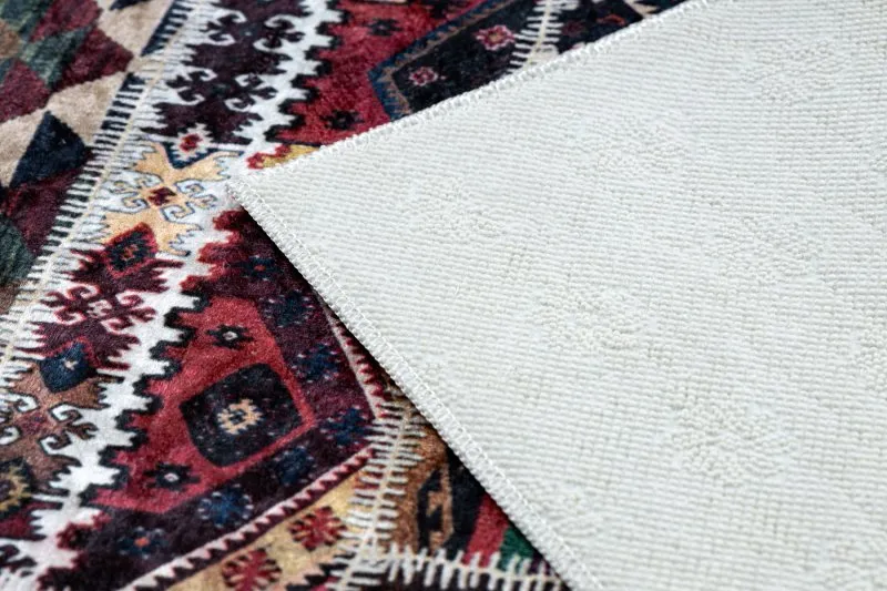 Dywan do prania ANDRE 2305 Orientalny patchwork, antypoślizgowy - bordo / brązowy