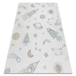BAMBINO 1278 Waschteppich Weltraum, Rakete für Kinder Anti-Rutsch - creme
