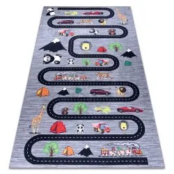BAMBINO 2092 Waschteppich Straßen, Autos für Kinder Anti-Rutsch - anthrazit