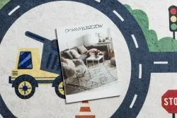 Dywan do prania BAMBINO 2223 Uliczki, samochody dla dzieci, antypoślizgowy - krem