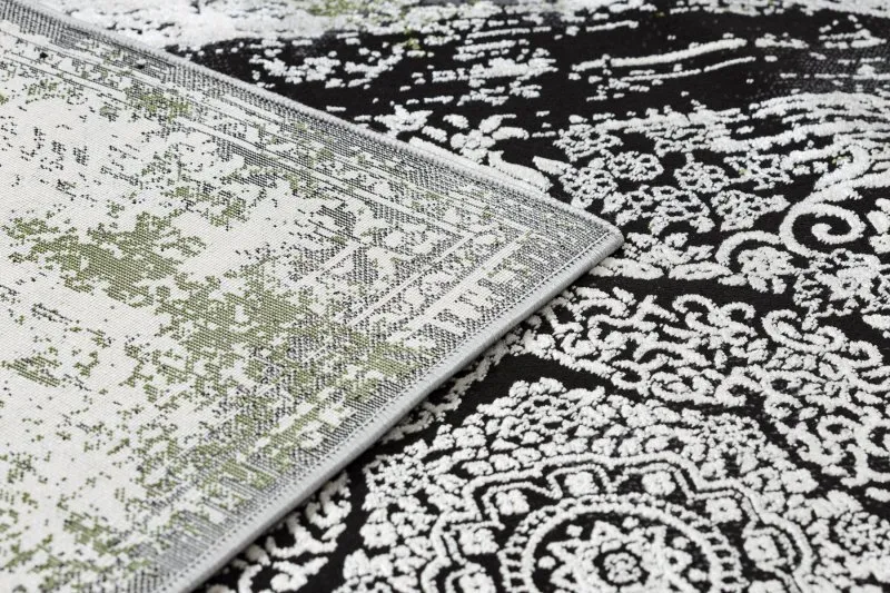 Modern VINCI 1516 Teppich Rosette vintage - Strukturell elfenbein / grün