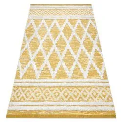 Teppich ÖKO SISAL BOHO MOROC Diamanten 22297 Franse - zwei Ebenen aus Vlies gelb / creme, recycelter Teppich
