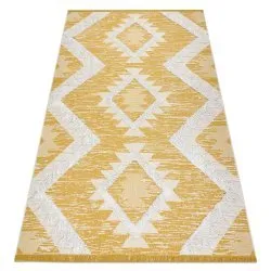 Teppich ÖKO SISAL BOHO MOROC Diamanten 22312 Franse - zwei Ebenen aus Vlies gelb / creme, recycelter Teppich