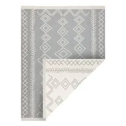 Teppich TWIN 23000 Boho, Baumwolle, doppelseitig, Rauten Ökologische Fransen - grau / creme