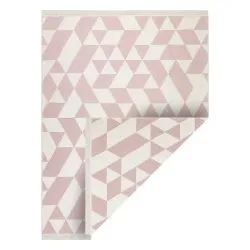 Teppich TWIN 22992 geometrisch, Baumwolle, doppelseitig, Ökologische Fransen - rosa / creme