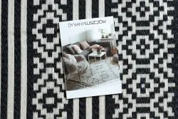 Dywan TWIN 22996 Geometryczny, pasy bawełna, dwustronny Ekologiczny frędzle - czarny / krem