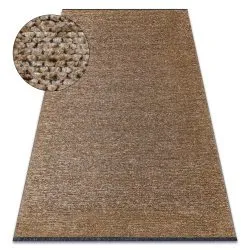 Teppich FLORENCE 24021 Einfarbig, Glamour, Flachgewebt, Fransen - dunkelbeige