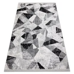 Modern Teppich TULS strukturell, Franse 51211 Geometrisch anthrazit