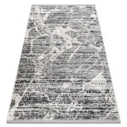 Modern Teppich TULS strukturell, Franse 51322 Marmor grau / elfenbein