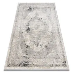 Modern Teppich TULS strukturell, Franse 51321 Vintage, Rahmen Rosette beige / grau