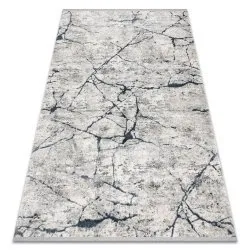 Modern Teppich TULS strukturell, Franse 51320 Marmor elfenbein / blau