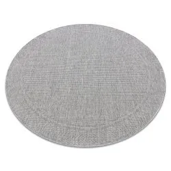 Teppich TIMO 5979 Kreis SISAL draussen Rahmen hellgrau