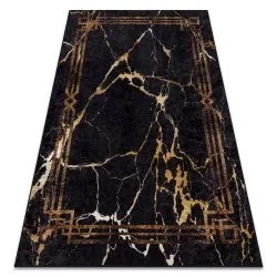 MIRO 51333.801 Waschteppich Marmor, Rahmen Anti-Rutsch - schwarz / gold