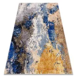 MIRO 51774.802 Waschteppich Abstraktion Anti-Rutsch - blau / beige