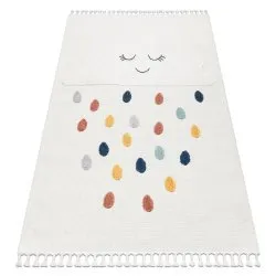 Teppich YOYO GD63 weiß / dunkelblau - Wolke, Tropfen für Kinder, strukturell, sensorische Fransen
