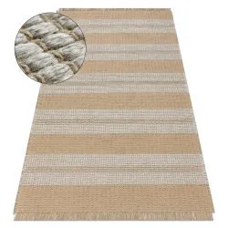 Teppich JUTE 3734 beige / grau Streifen - Jute, flachgewebt, Fransen