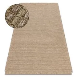 Teppich JUTE 3652 dunkelbeige einfarbig - Jute, flachgewebt, Fransen