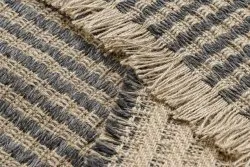 Dywan JUTE 3650 czarny / beż linie - jutowy, płaskotkany, frędzle