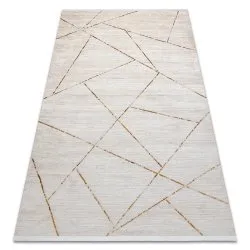Moderner Teppich DUKE 51557 creme / gold - Geometrisch, strukturiert, sehr weich, Fransen
