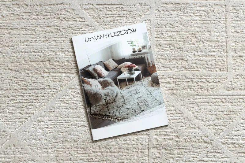Dywan DUKE 51533 krem - Geometryczny, strukturalny, bardzo miękki, frędzle