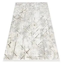 Moderner Teppich DUKE 51393 creme / gold - Geometrisch, vintage strukturiert, sehr weich, Fransen