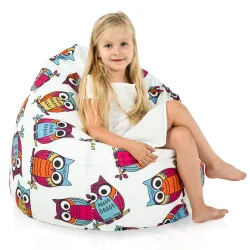 Großer Sitzsack für Kinder mit Eulenmotiv, ideal zum Entspannen und Spielen