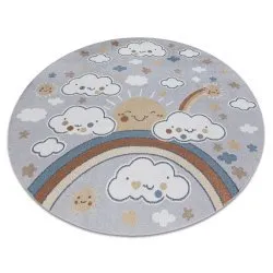 Teppich BONO 8437 Kreis Wolken, Himmel, hellgrau / Creme