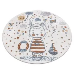 Teppich BONO 8441 Kreis Hase Matrose Creme / Blau