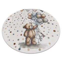 Teppich BONO 9614 Kreis Tragen, Luftballons Creme / hellgrau