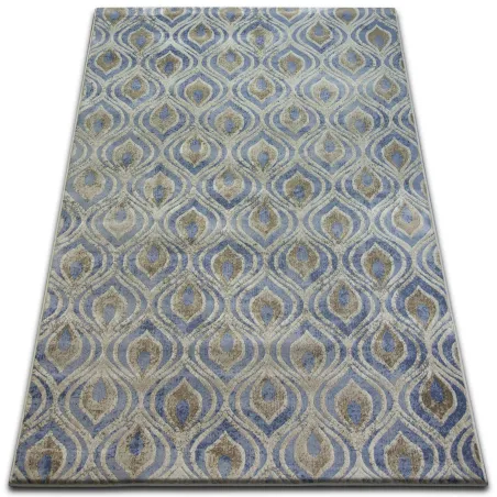 Teppich DROP JASMINE 030 in Hellblau und Rauch, moderner Teppich für stilvolle Räume