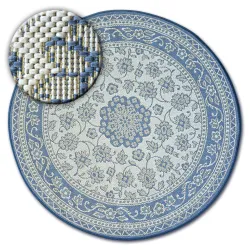 Teppich kreis FLAT 48691/591 - Blumen blau