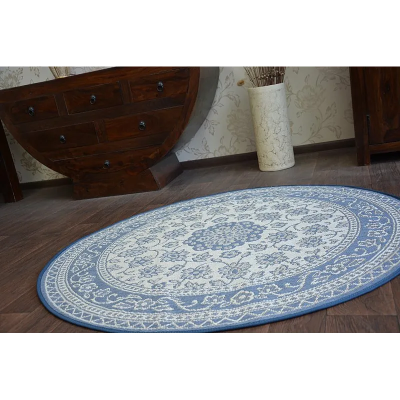 Boho-Stil Teppich mit blauen Akzenten, ideal für das Kinderzimmer