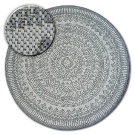 Runder Teppich aus grauem Sisal, ideal für moderne Wohnräume