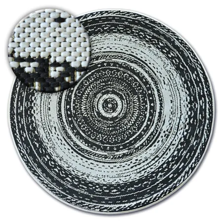 Runder Teppich aus Sisal mit flachem Gewebe, farbenfrohes Glasdesign