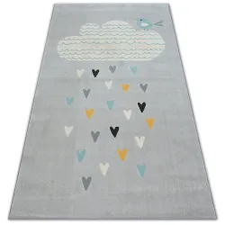 Teppich PASTEL 18409/652 - Wolke Herzen Vogel grau sahne türkis