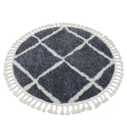 Teppich BERBER CROSS B5950 Kreis grau / weiß Franse berber marokkanisch shaggy