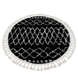 Teppich BERBER ETHNIC G3802 Kreis schwarz / weiß Franse berber marokkanisch shaggy