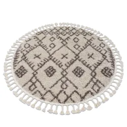 Teppich BERBER TANGER B5940 Kreis sahne / braun Franse berber marokkanisch shaggy