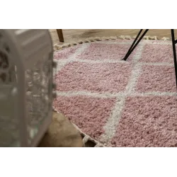 Weicher Shaggy Teppich in Rosatönen, ideal für Schlafzimmer oder Wohnzimmer